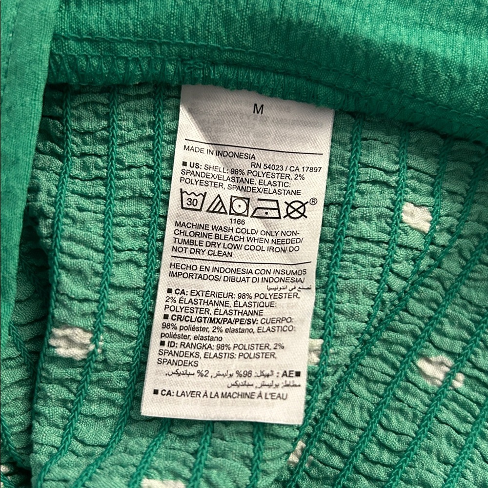 Old Navy Smocked Polka Dot Tie Shoulder Top Kelly Green Dobby Corset St Patrick - Picture 8 of 8